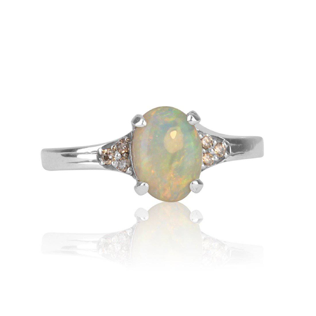 14kt White Gold Opal and Diamond ring - Masterpiece Jewellery Opal & Gems Sydney Australia | Online Shop