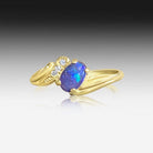 14kt Yellow Gold Black Opal Diamond ring - Masterpiece Jewellery Opal & Gems Sydney Australia | Online Shop