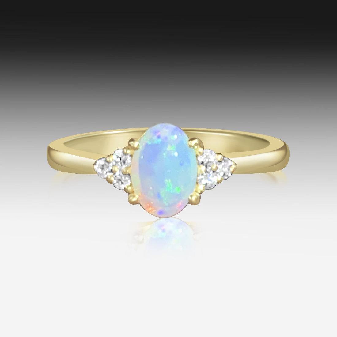 14kt Yellow Gold Opal and Diamond ring - Masterpiece Jewellery Opal & Gems Sydney Australia | Online Shop