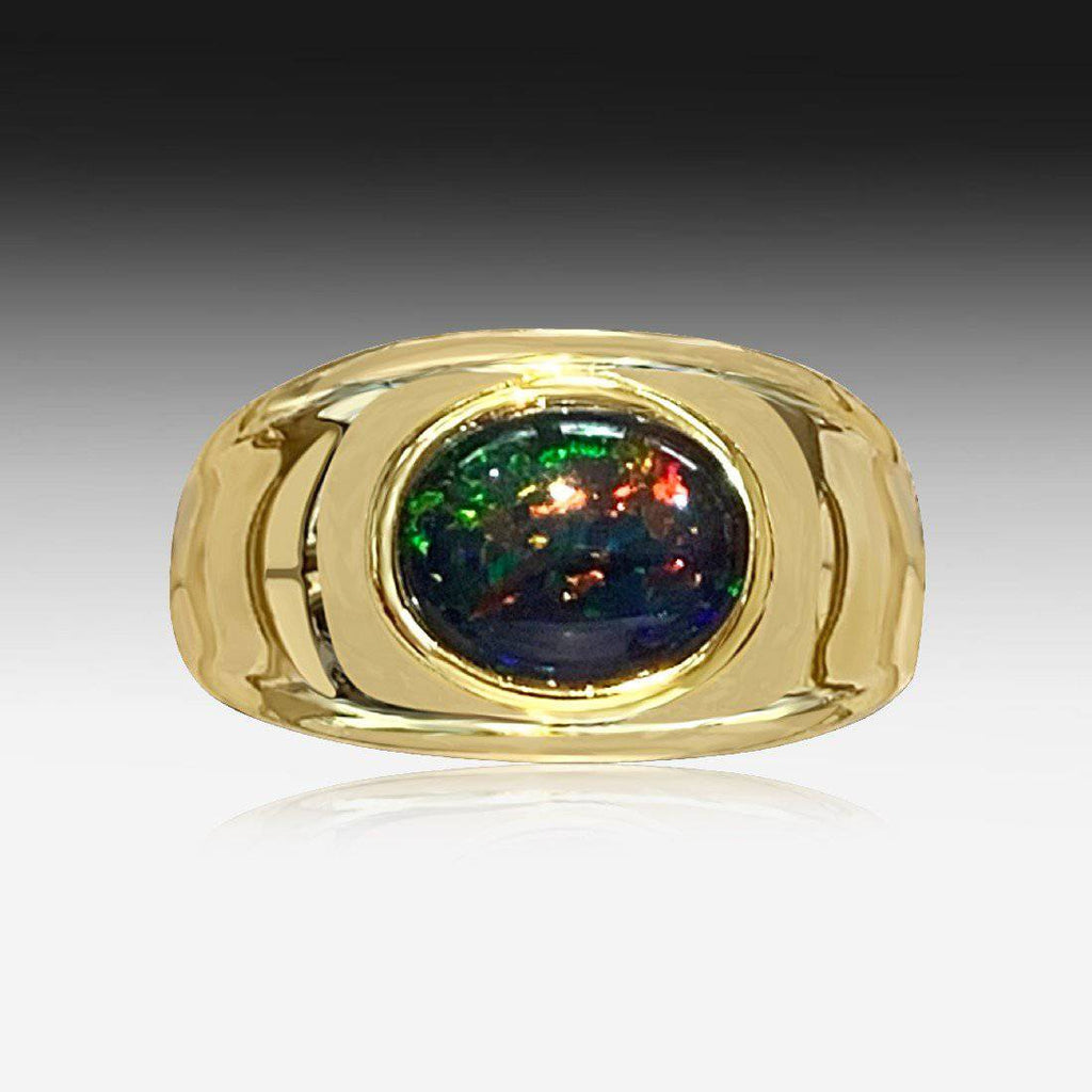 Sterling Silver Gold plated 10x8mm Opal triplet ring - Masterpiece Jewellery Opal & Gems Sydney Australia | Online Shop
