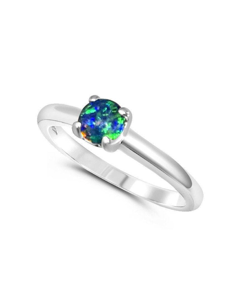 Sterling Silver Round Opal triplet solitaire ring - Masterpiece Jewellery Opal & Gems Sydney Australia | Online Shop