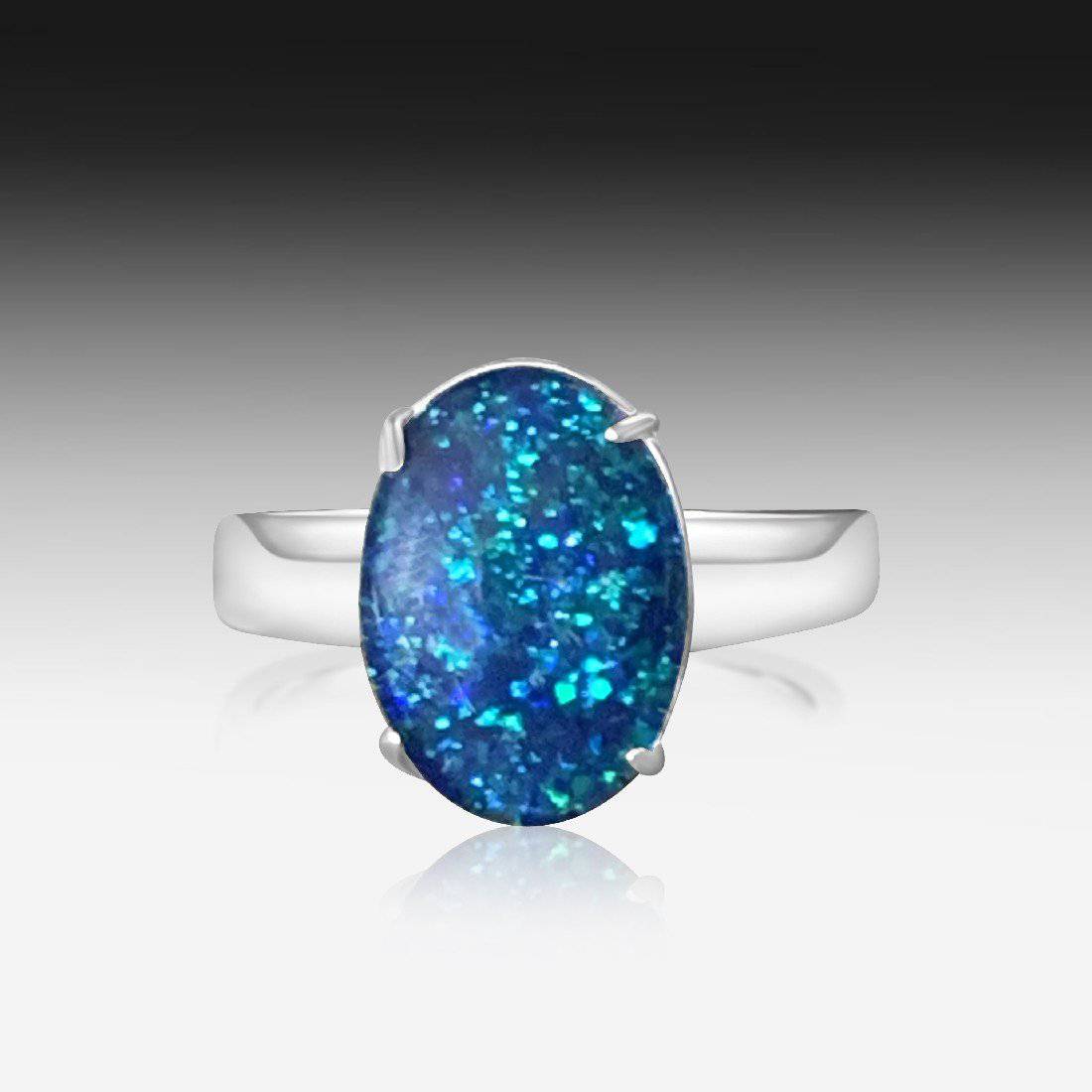 Sterling Silver Solitaire Opal Triplet ring - Masterpiece Jewellery Opal & Gems Sydney Australia | Online Shop