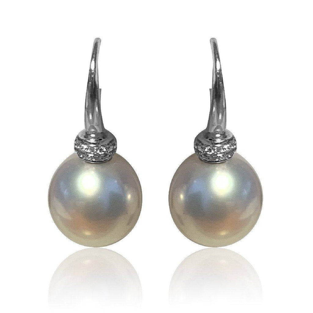 18kt White Gold Pearl and diamond earrings - Masterpiece Jewellery Opal & Gems Sydney Australia | Online Shop