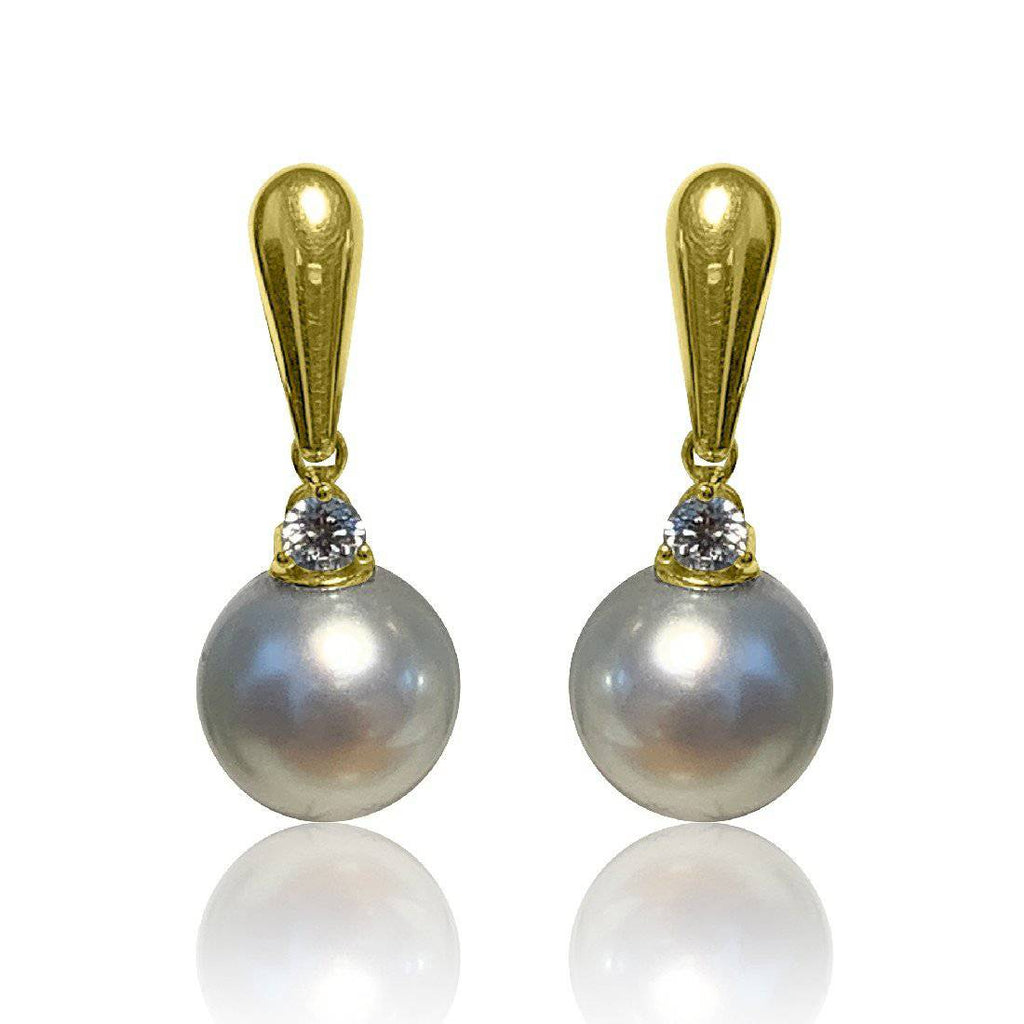 18kt Yellow Gold Pearl and Diamond earrings - Masterpiece Jewellery Opal & Gems Sydney Australia | Online Shop