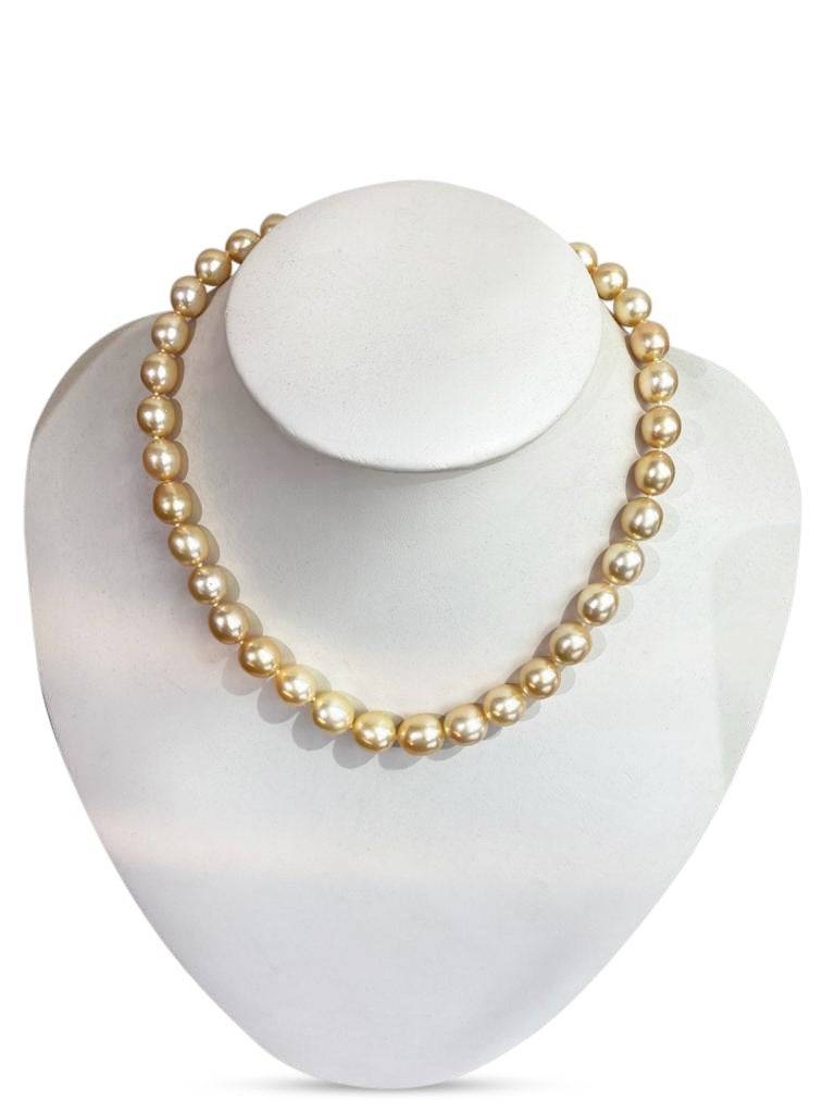 Masterpiece Jewellery - Yellow South Sea Pearl Strand with 18kt Gold Clasp - 10.5mm-14mm