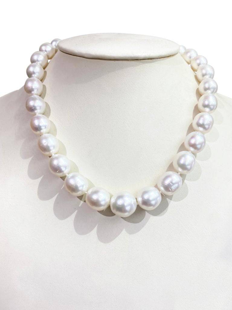 Masterpiece Jewellery - White South Sea Pearl Strand with 14kt White Gold Ball Clasp - 12mm-16mm 