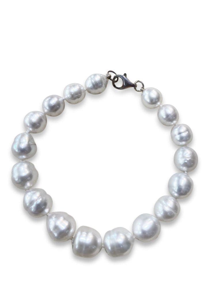 8.5mm-11mm Sliver South Sea Pearls Baroque Bracelace - Masterpiece Jewellery Opal & Gems Sydney Australia | Online Shop