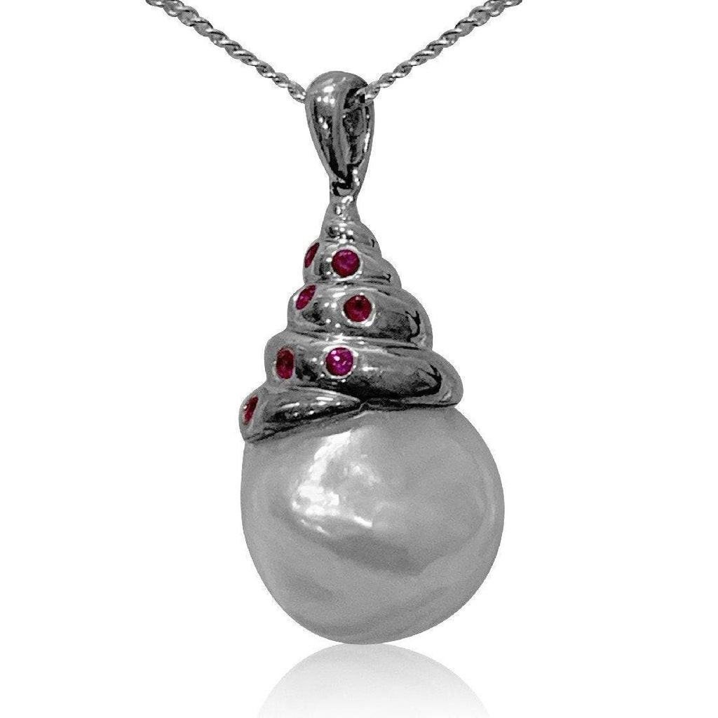 Sterling Silver South Sea and sapphire pendant - Masterpiece Jewellery Opal & Gems Sydney Australia | Online Shop