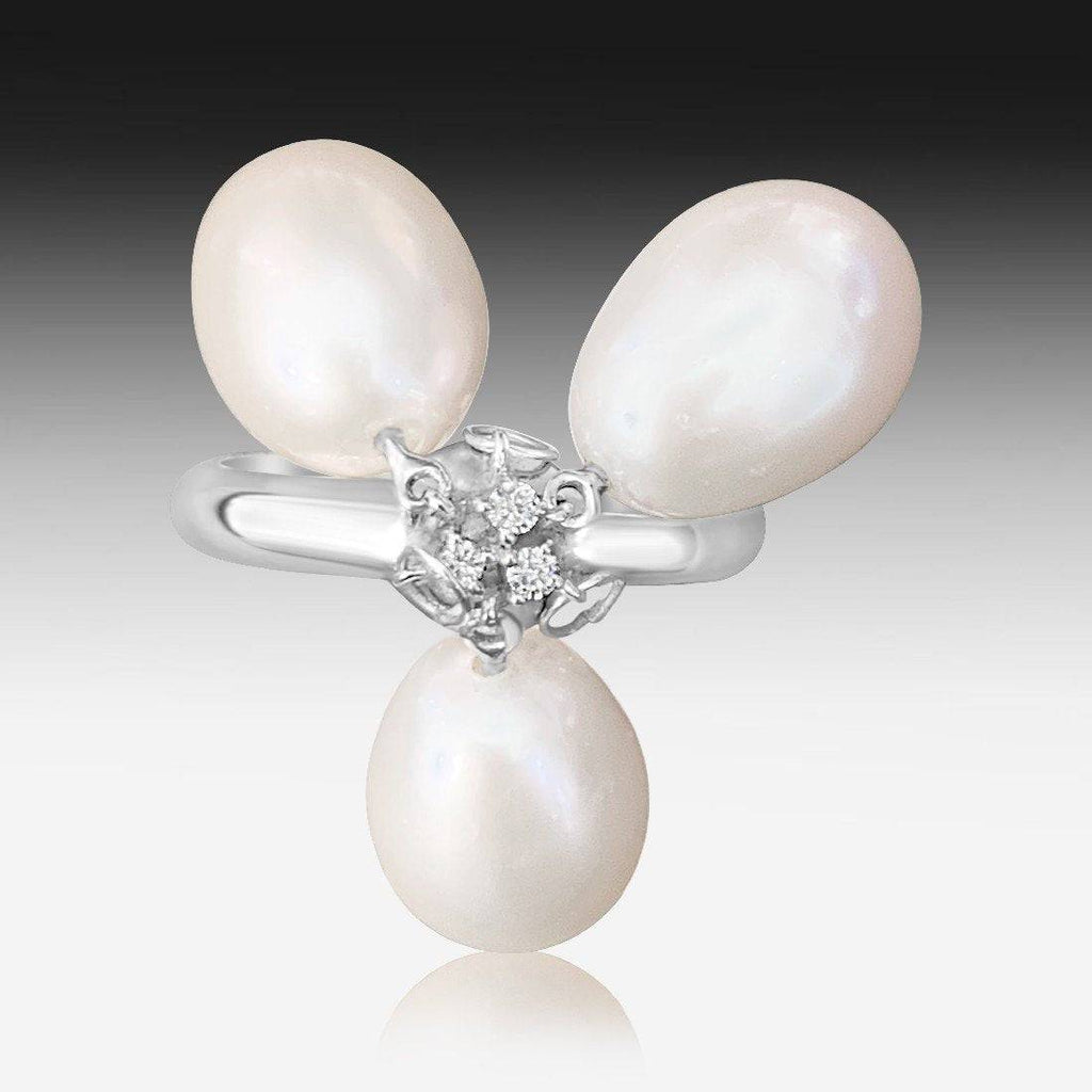 18kt White Gold Pearl and Diamond ring - Masterpiece Jewellery Opal & Gems Sydney Australia | Online Shop