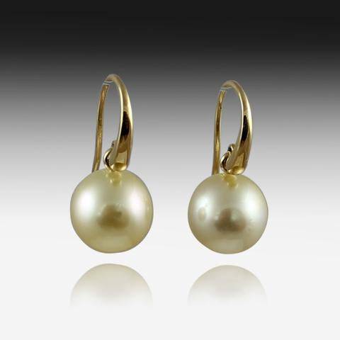18KT YELLOW GOLD EARRINGS WITH GOLDEN SOUTH SEA PEARLS - Masterpiece Jewellery Opal & Gems Sydney Australia | Online Shop